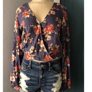 NWOT American Eagle WrapFront Cinched Waist Blouse